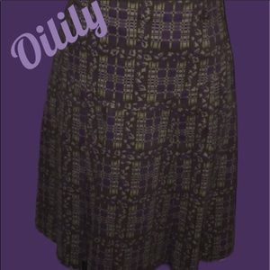 Oilily Purple Olive Plaid Floral Tailored Skirt